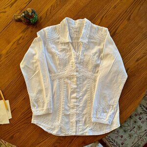 NOVICA Lily of the Incas Button-front White Blouse